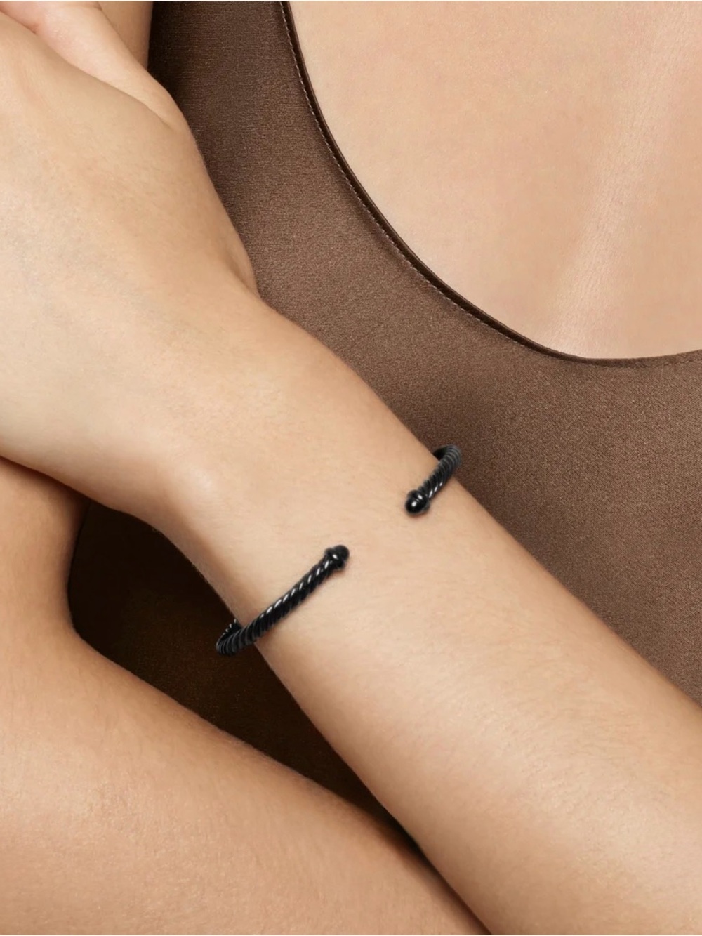 AUTHENTIC NWT David Yurman 4mm Aluminum Cable Bracelet – Black, Size Medium